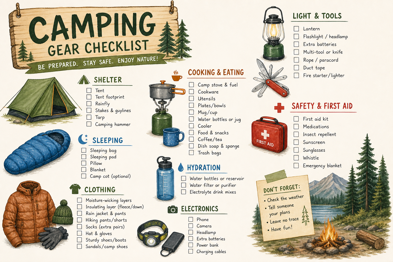Gear checklist in TrailNest: Camping Journal