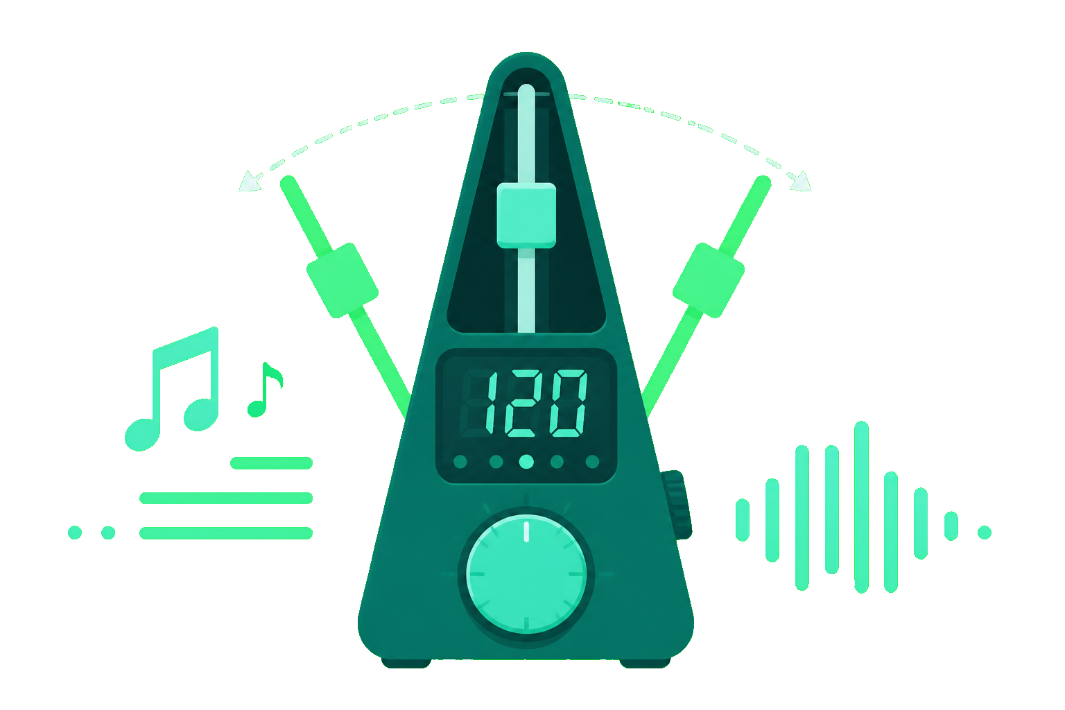 Ilustração de controle preciso de andamento do TempoMate: Metrônomo